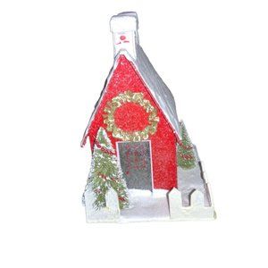 Christmas Village Cardboard Church School Town House Building